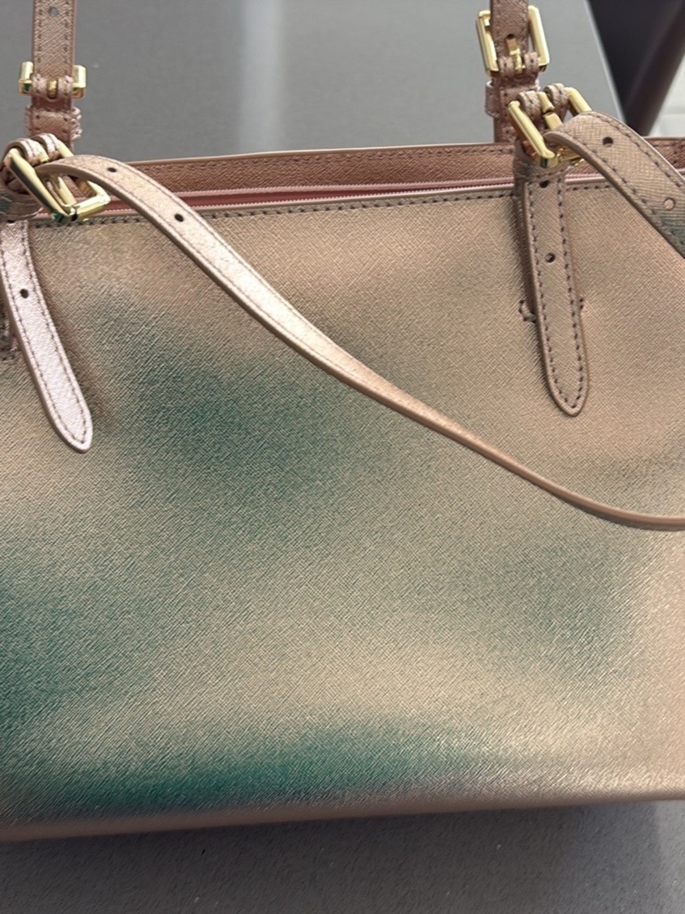 Tory Burch Metallic Rose Tote with Gold Logo - Picture 3 of 8